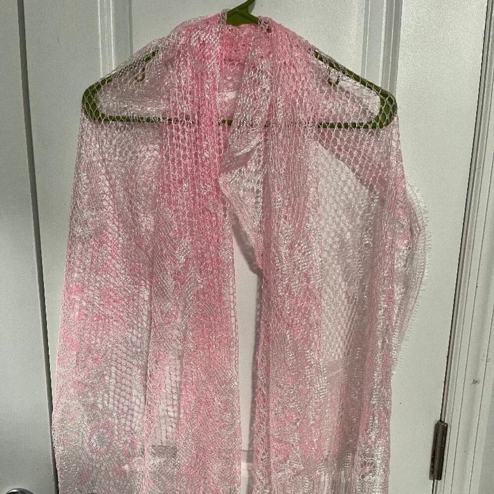 vintage sheer  net  lace in pink